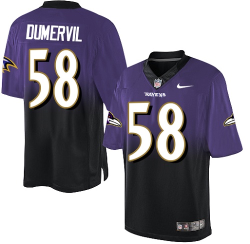 Men's Limited Elvis Dumervil Nike Jersey Purple/Black - #58 Fadeaway NFL Baltimore Ravens